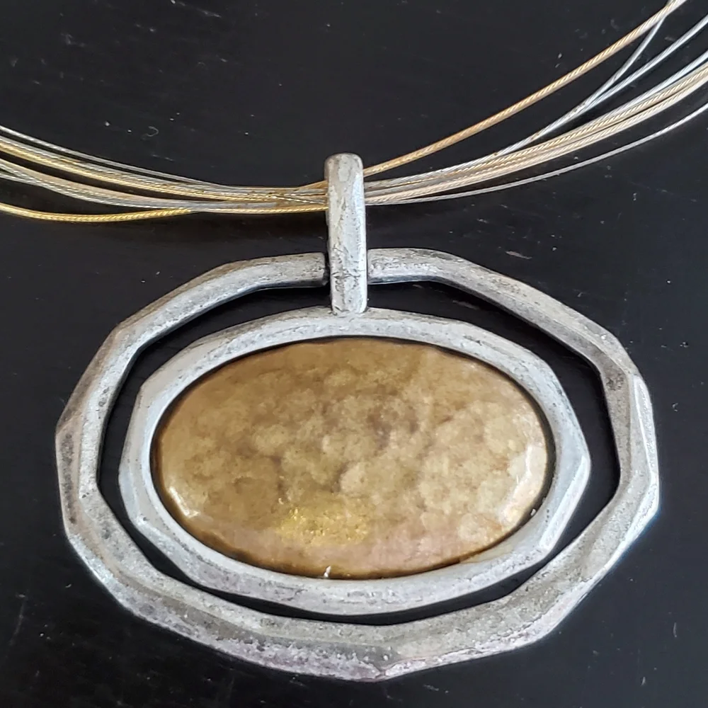 Chicos Vintage Mixed-Metal Hammered Necklace - Picture 2 of 10
